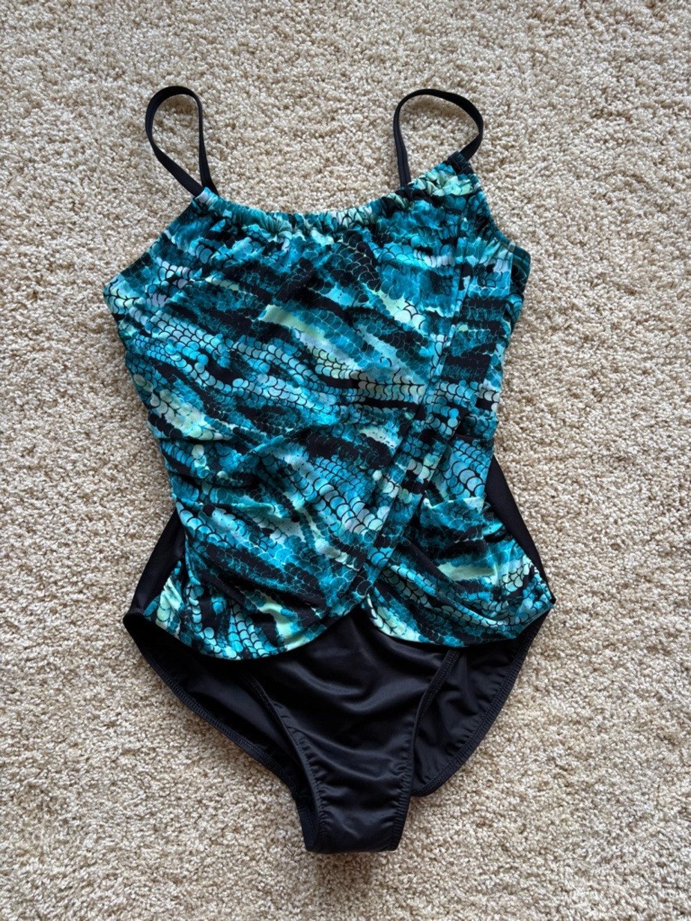 Magicsuit Teal & Black Patterned One-Piece‎ Swimsuit Size 16